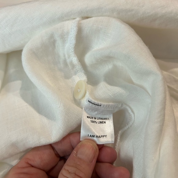 NWT FLAX Lily White Linen Button Down Shirt Tunic Long L - Picture 7 of 10